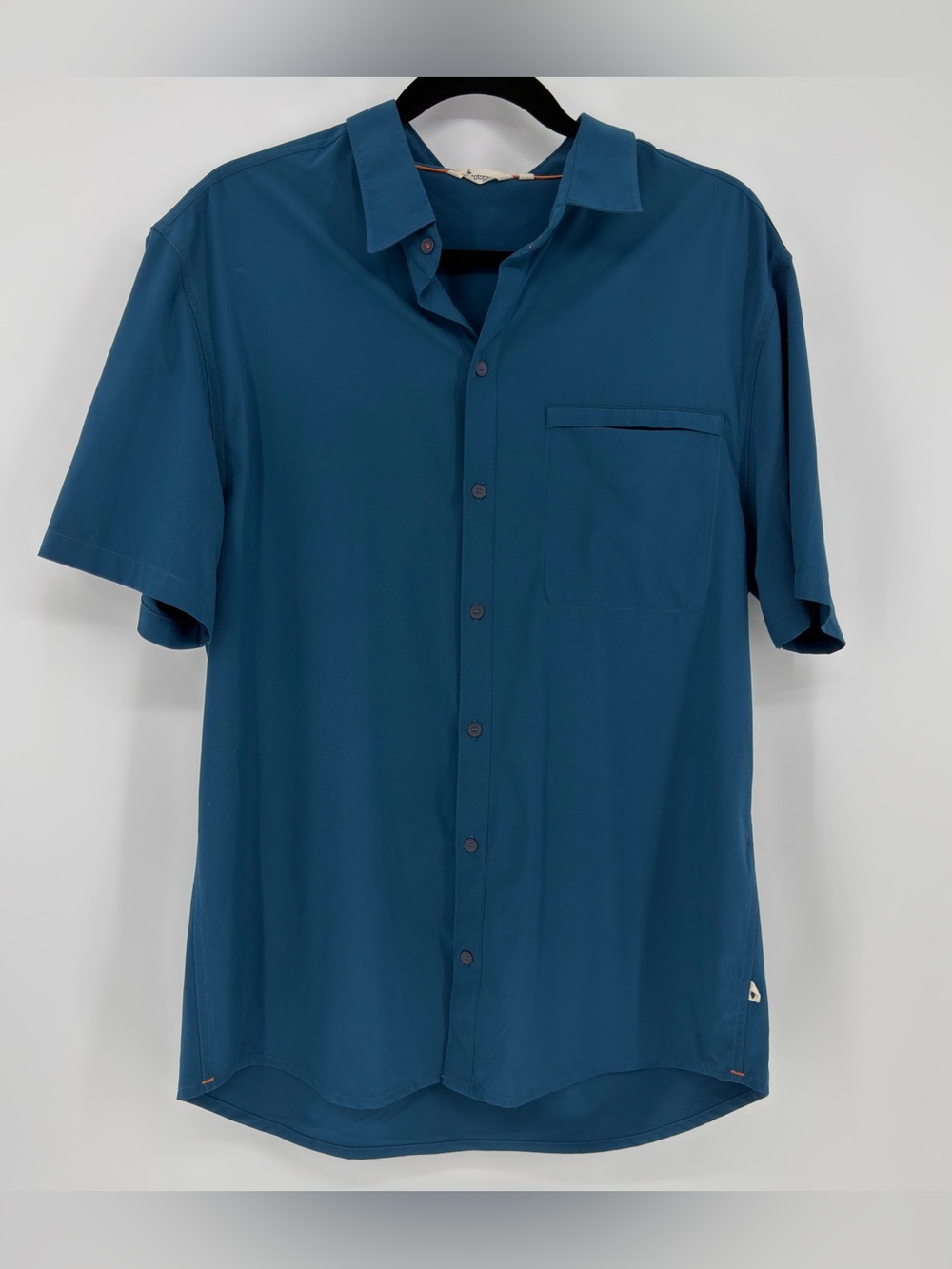 Cotopaxi Men's Short-Sleeve Button-Down Shirt in Teal Blue Large